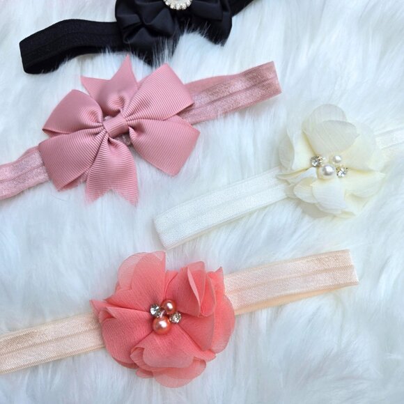 New Flower Baby Headbands – 5-Pack for Newborn Girls, Soft & Stretchy - Picture 3 of 3